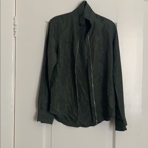 balenciaga silk zip up shirt